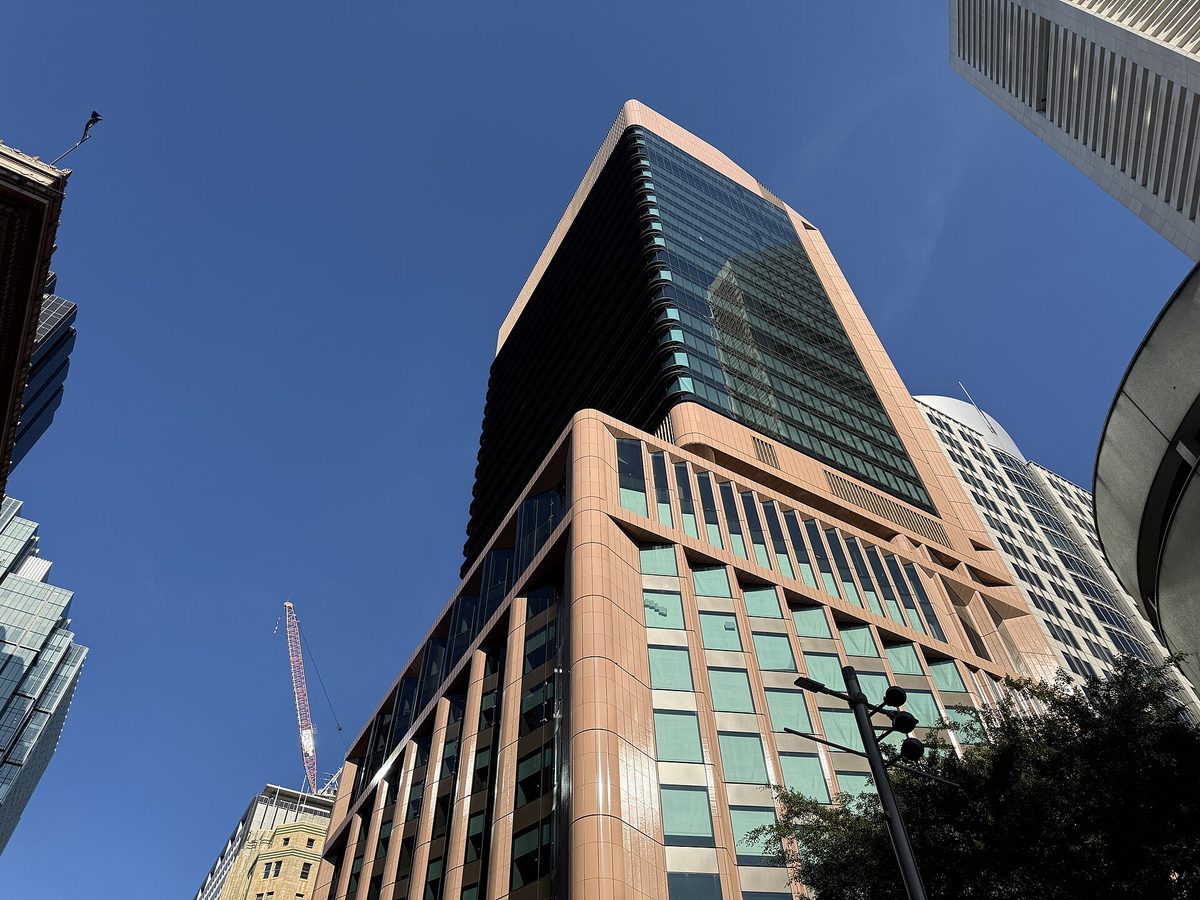 Modern glass office towers in an Australian financial district